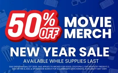 all 2025 Movie Merch now 50% off while supplies last