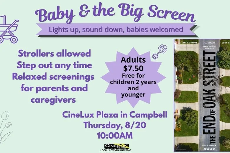 BABY AND THE BIG SCREEN END OF OAK STREET Hero Background Image