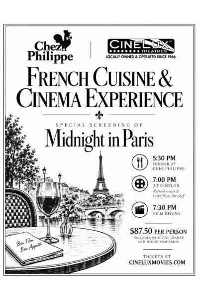 FRENCH CUISINE & CINEMA EXPERIENCE MIDNIGHT IN PARIS Movie Poster
